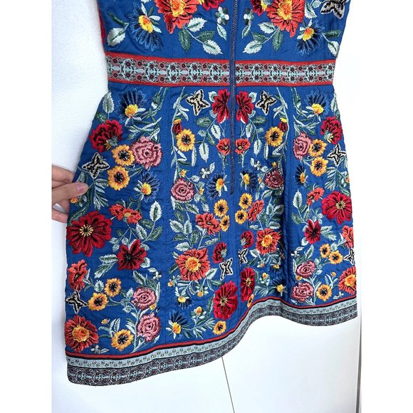 NWT Alice + Olivia Patty Embellished Mini Dress Floral Embroidered Riviera 4 - Picture 13 of 13